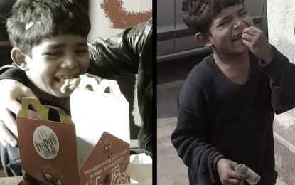 Conmovedor video capta la reacción de un niño de la calle de 5 años al ser invitado a comer