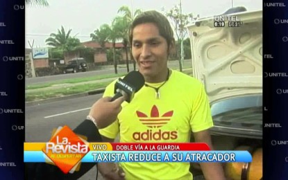 Taxista boliviano muestra en televisión dónde tiene encerrado a su atracador