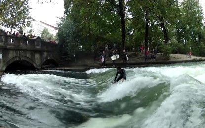 River Surfing in Munich Germany (Video)