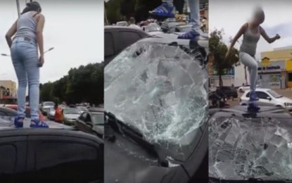 Por infiel, mujer embarazada destruye auto de su esposo [VIDEO]