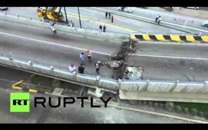 Dron graba cómo quedó puente en Guayaquil tras terremoto de 7,8 en Ecuador