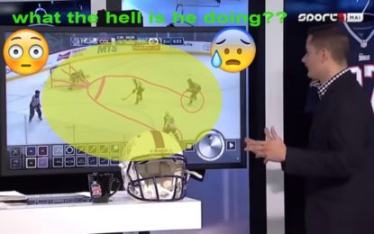 Un presentador dibuja un pene mientras analiza un partido de hockey