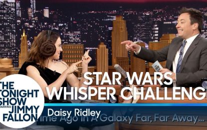 Daisy Ridley (Rey) de Star Wars The Last Jedi Jugando Whisper Challenge Very Funny (Video)