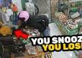 VIDEO: Intenta robar la caja a unos centímentros de un vendedor dormido (pero algo sale mal)