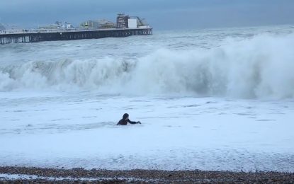 VIDEO: La dueña de un perro se arroja al mar para rescatarlo