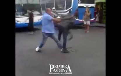 VIDEO: Discusión entre conductores de autobuses y ciclistas termina en una brutal pelea en Argentina