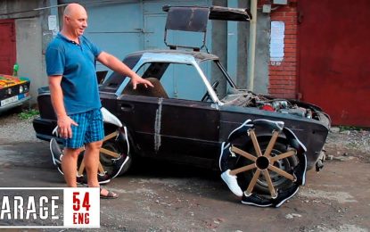 Rusos logran que un auto ande con zapatos en vez de llantas | VIDEO